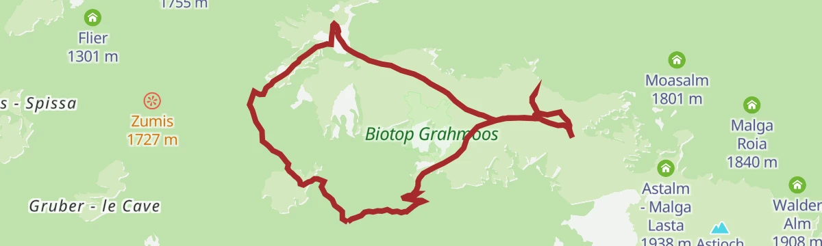 Route map: Raised bog trail - hike on the Luson Alm